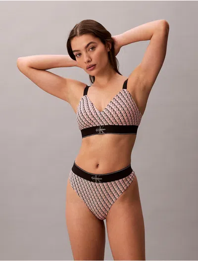Calvin Klein Women's Graphic Monogram Microfiber Stretch Thong In Multi
