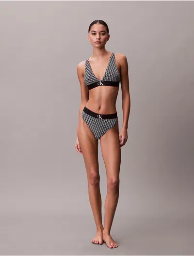 Calvin Klein Women's Graphic Monogram Microfiber Stretch Thong In Multi