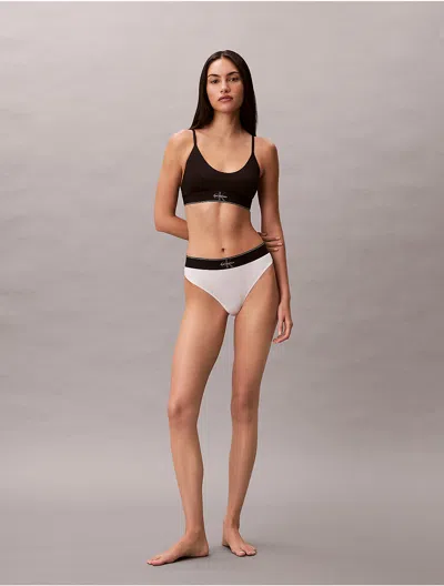 Calvin Klein Women's Graphic Monogram Microfiber Stretch Thong In White