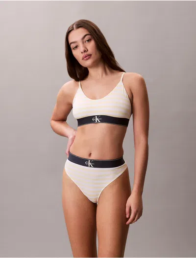 Calvin Klein Women's Graphic Monogram Microfiber Stretch Thong In White