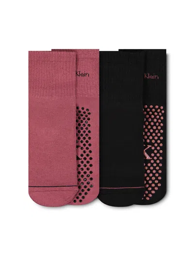 Calvin Klein Women's Gripper Cushion High Quarter 2-pack Socks In Black
