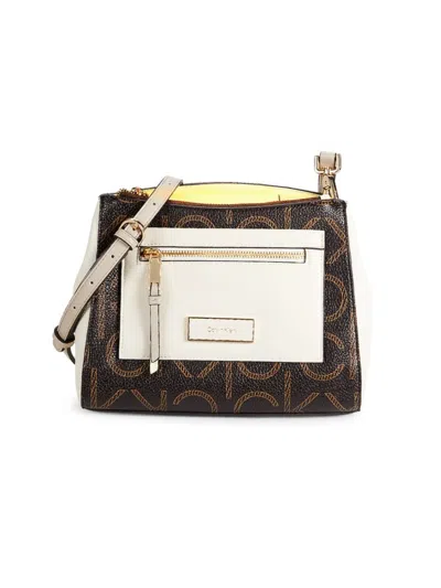 Calvin Klein Hadley Signature Colorblocked Adjustable Crossbody In Brown