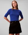 Calvin Klein Women's Half Sleeve Boat Neck T-shirt In Blue