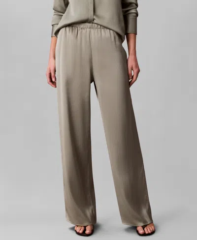Calvin Klein Women's Hammered Pull-on Pants In Gray