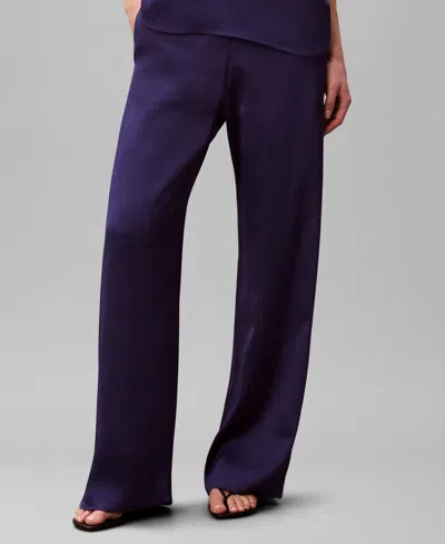 Calvin Klein Women's Hammered Pull-on Pants In Purple