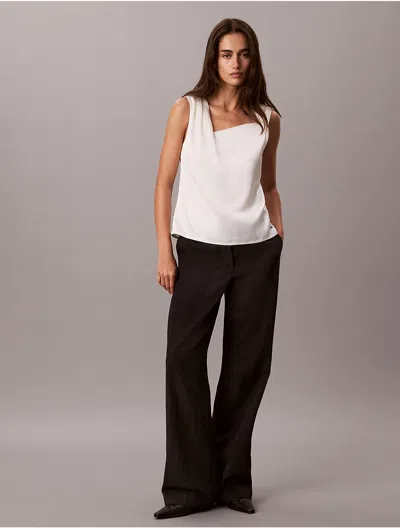 Calvin Klein Women's Hammered Satin Twist Top In Tofu