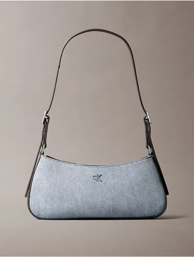 Calvin Klein Women's Hardware Monogram Denim Shoulder Bag In Light Wash Denim