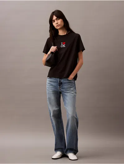 Calvin Klein Women's Heart Logo Classic T-shirt In Black