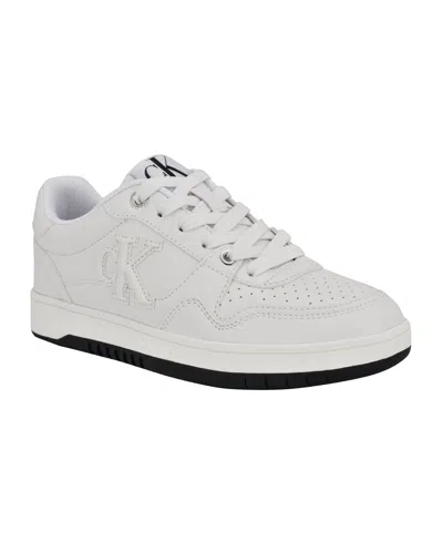 Calvin Klein Women's Henlea Logo Lace-up Casual Sneakers In White