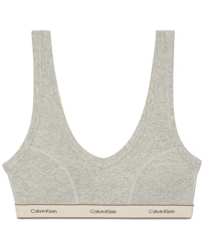 Calvin Klein Women's Heritage Cotton Lightly Lined Bralette Qf8594 In Gray