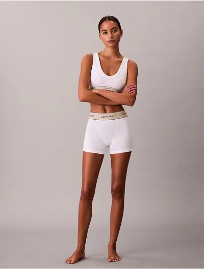 Calvin Klein Women's Heritage Cotton Stretch Boxer Brief In White