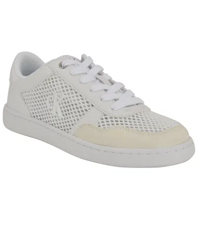Calvin Klein Women's Heyra Logo Low Profile Sneakers In Light Gray,white