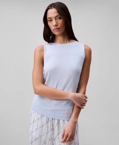 Calvin Klein Women's High-neck Sleeveless Tank Top In Blue Cheer