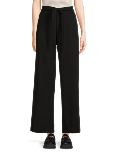 Calvin Klein Womens Flat Front Wide Leg Casual Pants In Black
