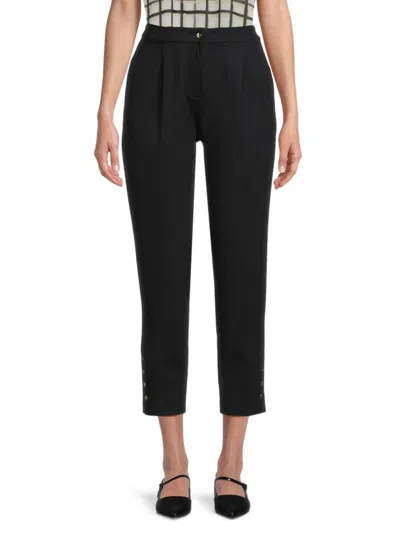 Calvin Klein Women's High Rise Button Ankle Trousers In Navy