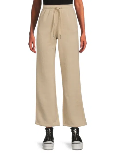 Calvin Klein Women's High Rise Cotton Blend Pants In White Pepper