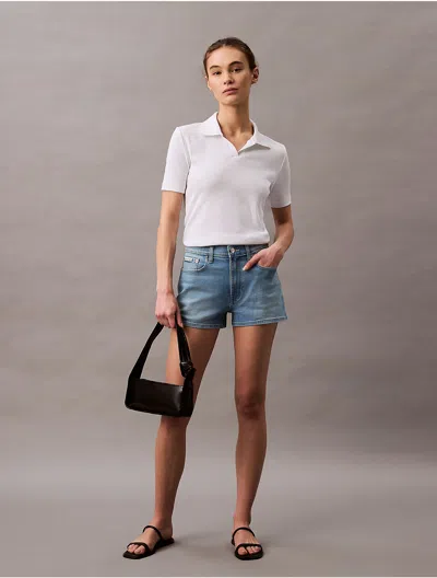 Calvin Klein Women's High Rise Denim Mini Shorts In Cool Water