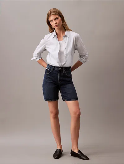 Calvin Klein Women's High Rise Mom Fit Shorts In Oil Slick