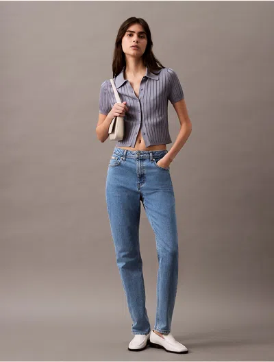 Calvin Klein Women's High Rise Slim Fit Jeans In Coastal Blue