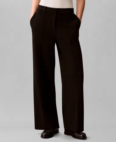 Calvin Klein Women's High Rise Wide Leg Pants In Black