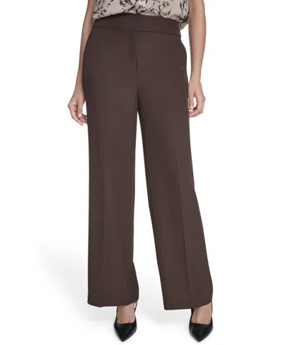 Calvin Klein Women's High-rise Wide-leg Pants In Brown