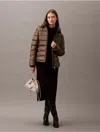 Calvin Klein Women's High Shine Lightweight Puffer Jacket In Tarmac