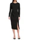Calvin Klein Women's High-slit Twist-front Midi-dress In Black
