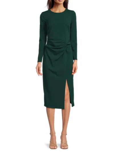 Calvin Klein Women's High-slit Twist-front Midi-dress In Green