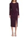 Calvin Klein Women's High-slit Twist-front Midi-dress In Purple