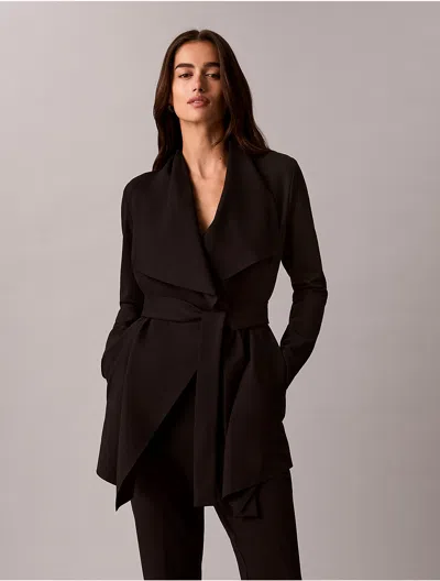 Calvin Klein Women's High Twist Compression Flyaway Belted Jacket In Brown
