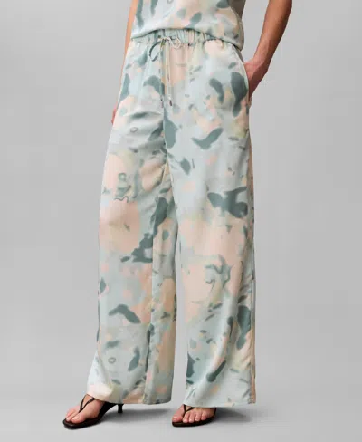 Calvin Klein Women's High-rise Straight-fit Wide-leg Pull-on Pants In Multi