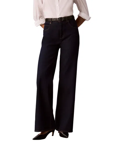 Calvin Klein Women's High-rise Wide-leg Flare Jeans In Bleeker Wash
