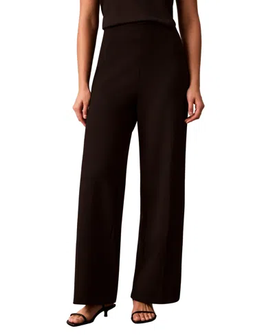 Calvin Klein Women's High-waist Straight-leg Pull-on Pants In Black