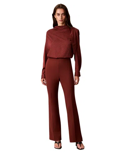 Calvin Klein Women's High-waisted Pull-on Bootcut Pants In Mahogany Red