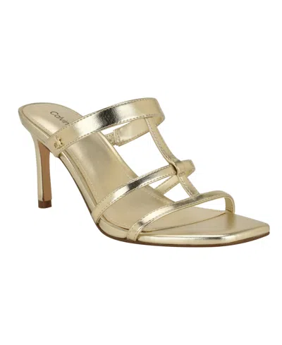 Calvin Klein Women's Hiledy Caged Slip-on Stiletto Sandals In Gold