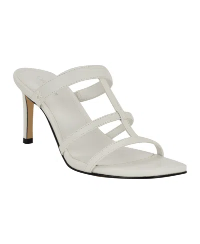 Calvin Klein Women's Hiledy Caged Slip-on Stiletto Sandals In White
