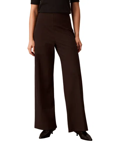 Calvin Klein Women's Hollywood Waist High-waisted Wide-leg Pull-on Pants In Brown