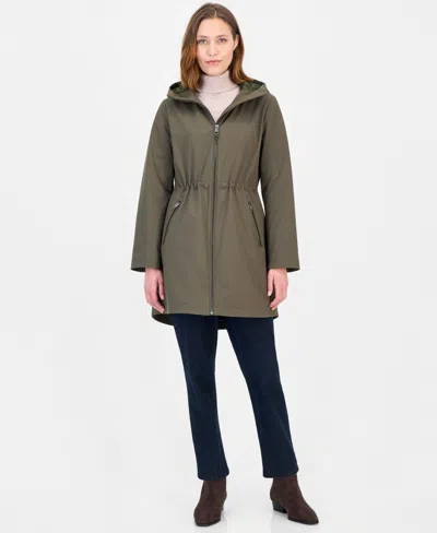 Calvin Klein Women's Hooded Anorak Long-sleeve Coat, Created For Macy's In Olive Forest