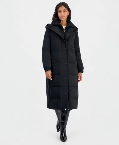 Calvin Klein Women's Hooded Down Maxi Puffer Coat In Blue