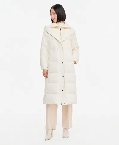 Calvin Klein Women's Hooded Down Maxi Puffer Coat In Neutral
