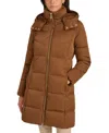 Calvin Klein Women's Hooded Faux-fur-lined Midi Puffer Coat In Chestnut