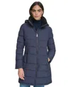 Calvin Klein Women's Hooded Puffer Coat In Blue
