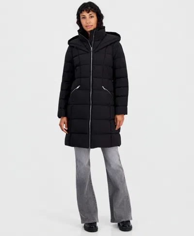 Calvin Klein Women's Hooded Puffer Coat, Created For Macy's In Blue