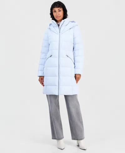 Calvin Klein Women's Hooded Puffer Coat, Created For Macy's In Blue
