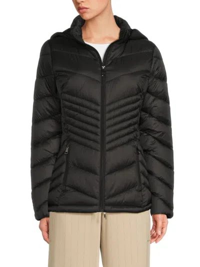 Calvin Klein Women's Hooded Quilted Puffer Jacket In Black