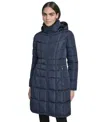 Calvin Klein Women's Hooded Stand Collar Puffer Coat In Blue
