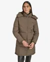 Calvin Klein Women's Hooded Stand Collar Puffer Coat In Brown