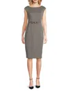 Calvin Klein Women's Houndstooth Sheath Knee-length Dress In Gray