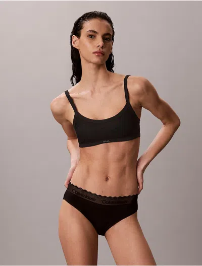Calvin Klein Women's Icon Cotton Lace Trim Bikini In Black