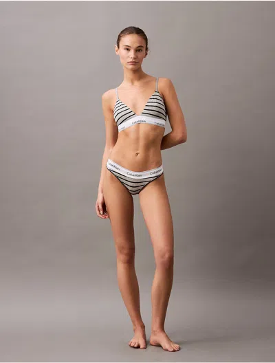 Calvin Klein Women's Icon Cotton Modal Bikini In Leader Stripe/grey Heather